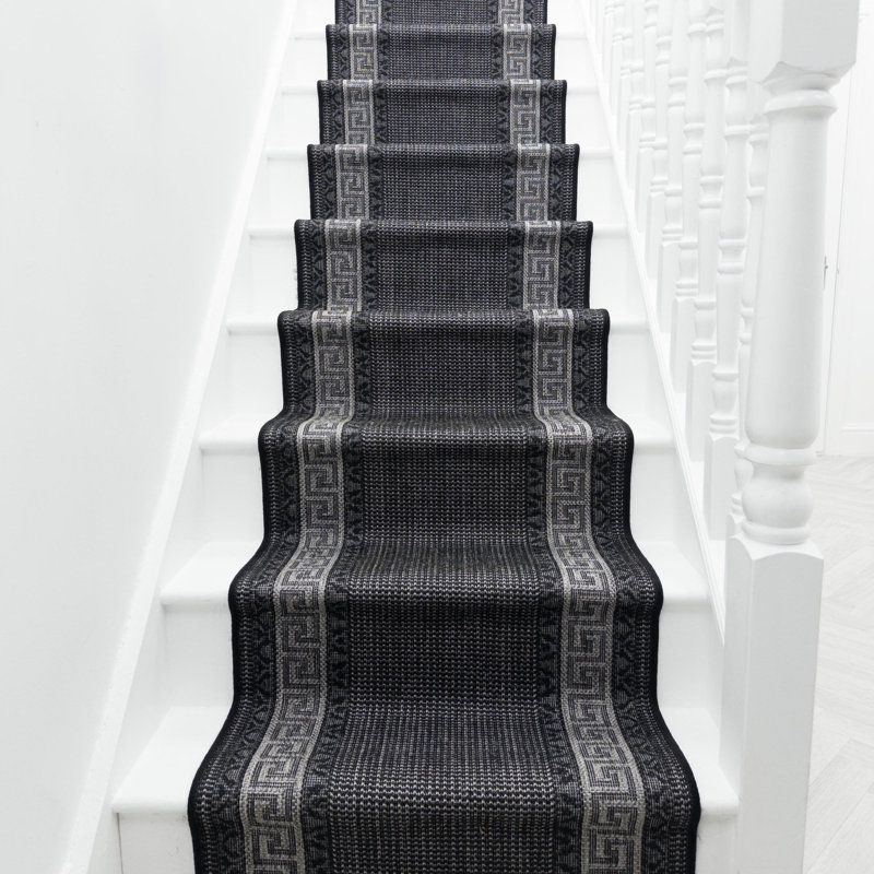 Stair Runner Geometric Flatweave Area Rug, Runner 80 x 450 cm