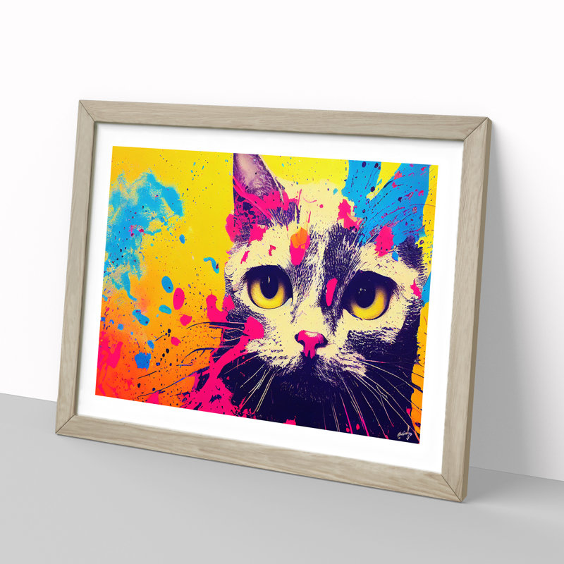 Cat Splashed Vol.4 Abstract - Framed Print, 46cm H x 64cm W x 2cm D, Oak