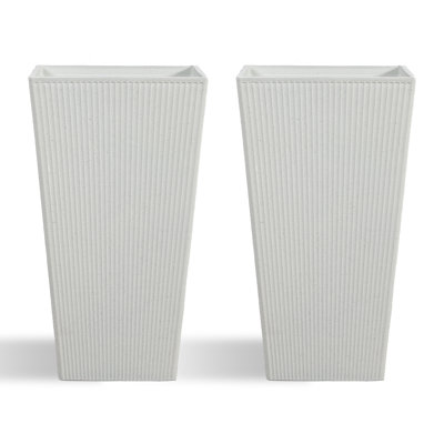 28.4-Inch Tall PE Fluted Tapered Planter Pot