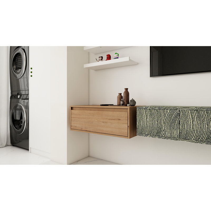 30" Bathroom Cabinet - Soft Close Drawer, Float Mounting, Imitative Oak Finish With Soft-Close Style
