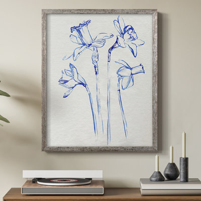 Inky Daffodils II, reproduction encadrée - bois massif