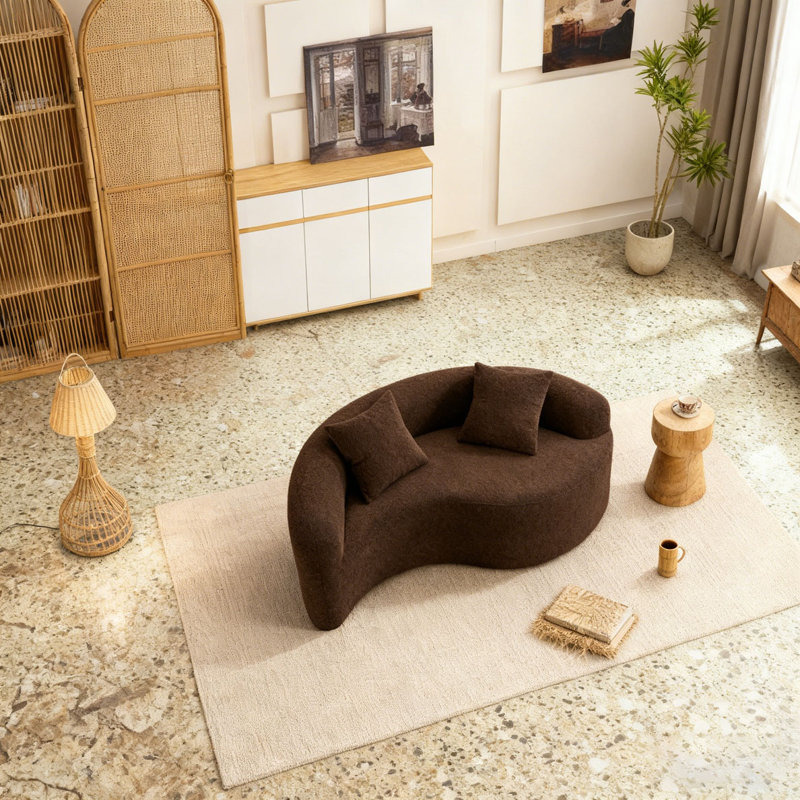 Canapé modulaire courbé en chenille, Brun
