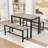 3-Piece Dining Table Set, Industrial Rectangular Table with 2 Benches and Durable Metal Frame-2046113730