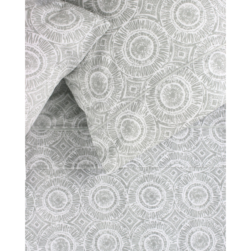 Hulbert 100% Cotton Geometric Sheet Set, Full, Grey