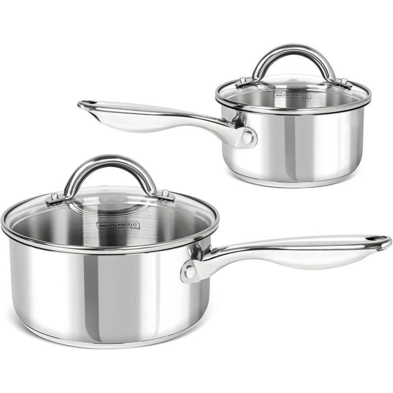 Ensemble de casseroles en acier inoxydable avec couvercle et casseroles