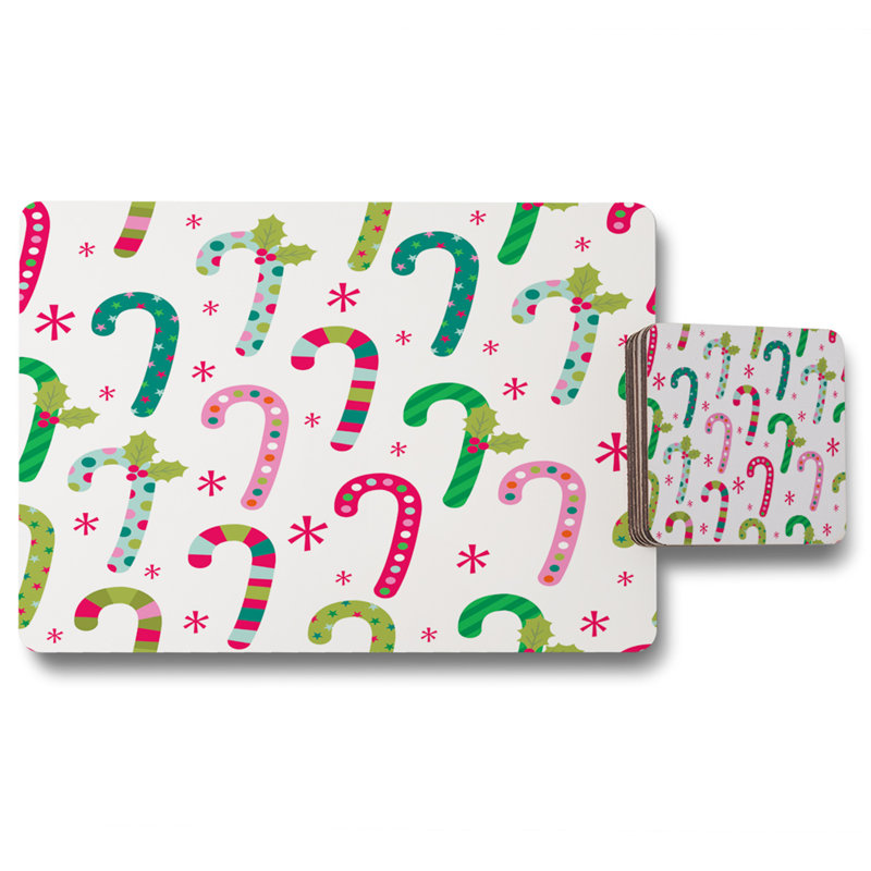 Felder Wood, Polyester, Polyester Coated Hardwood Geometric Rectangle Placemat, Coaster