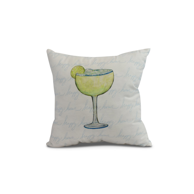 Palm Beach Margarita Plain Print Outdoor Square Pillow Cover & Insert, Blue, 20"x20"