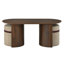 Ensemble ovale en bois Bundella avec 2 repose-pieds assortis