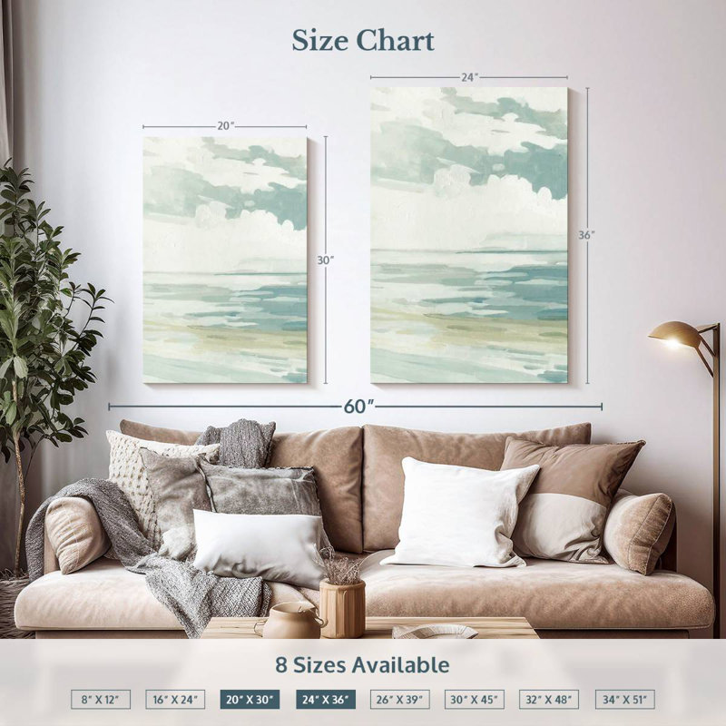Alvord doux pastel paysage marin I, H 36 po x l 24 po