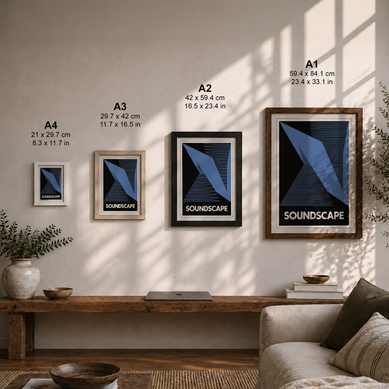 Soundscape Minimalist - Print, A1 - 84.1 x 59.4 cm, White
