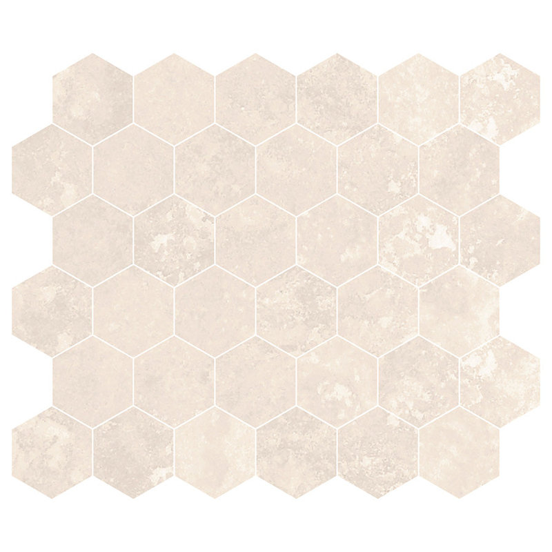 Mosaïque hexagonale ivoire en travertin 2 pouces