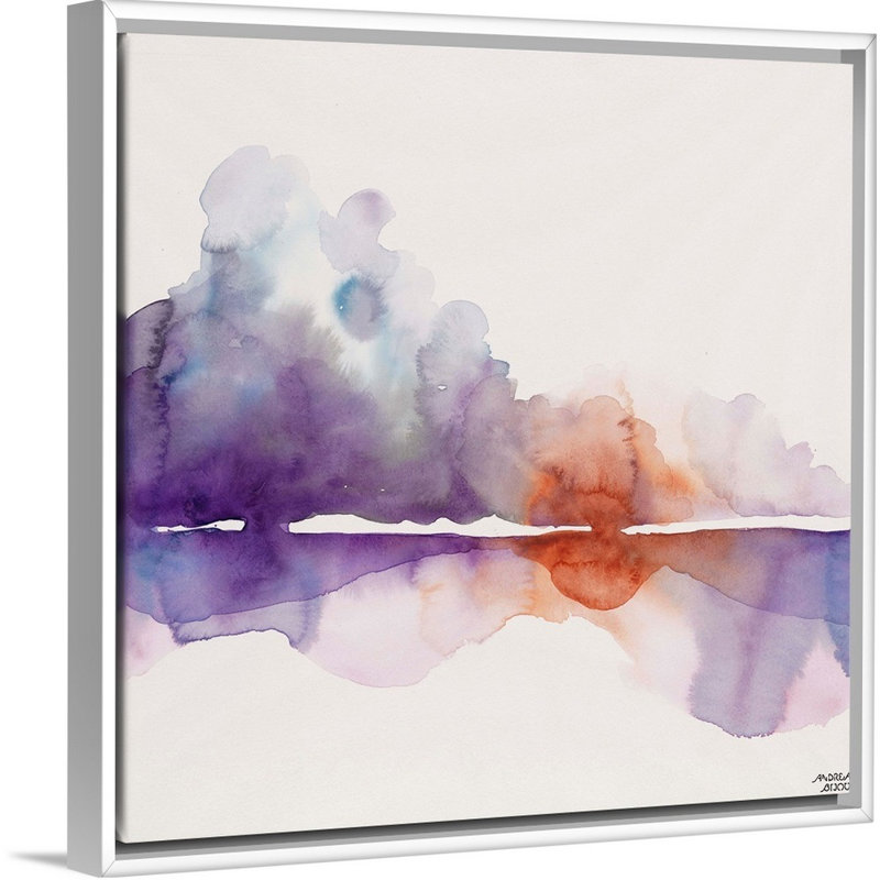 Reproduction d’art sur toile, "Purple Sun" par Andrea bijou, Toile blanche encadrée, H 14 po x l 14 po x P 1,75 po