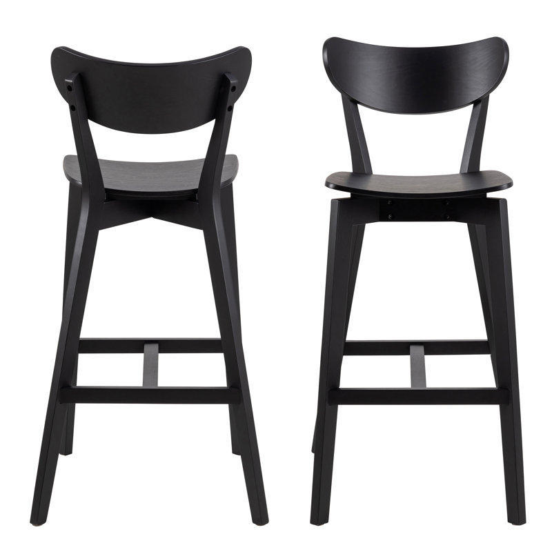 Babrak Counter Stool with Solid Wood Frame, Black