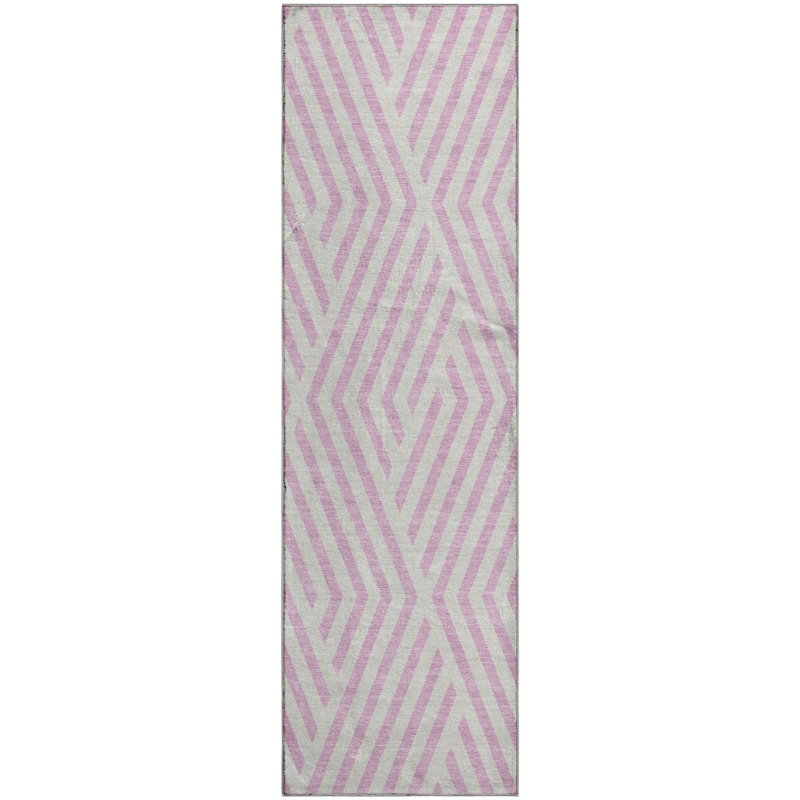 Premium Machine Washable Cerrito AMF550 Pink Rug, Runner 2'3" x 7'6"