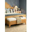 Bed Frame with Arched Headboard, Side Rails, and Footboard in Rattan with Wood Feet-6313005