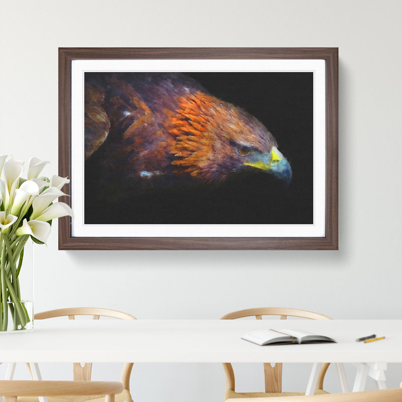 Golden Eagle Vol.3 - Picture Frame Painting, 27cm H x 36cm W x 2cm D, Walnut Framed