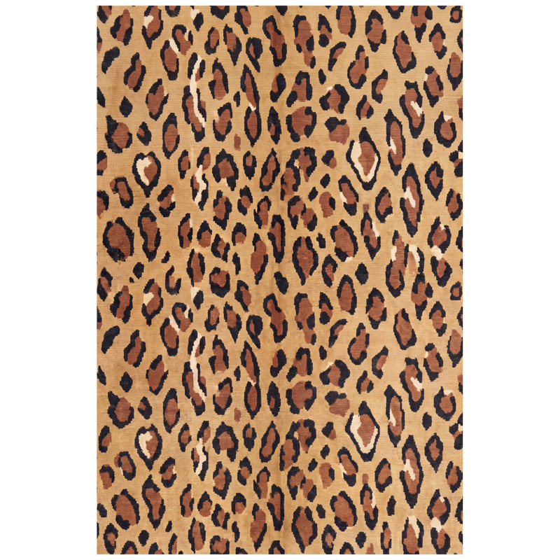 Tapis Bilting Animal Print Gold Cream Ivory Black, Rectangle 2 pi 7 po x 4 pi 11 po
