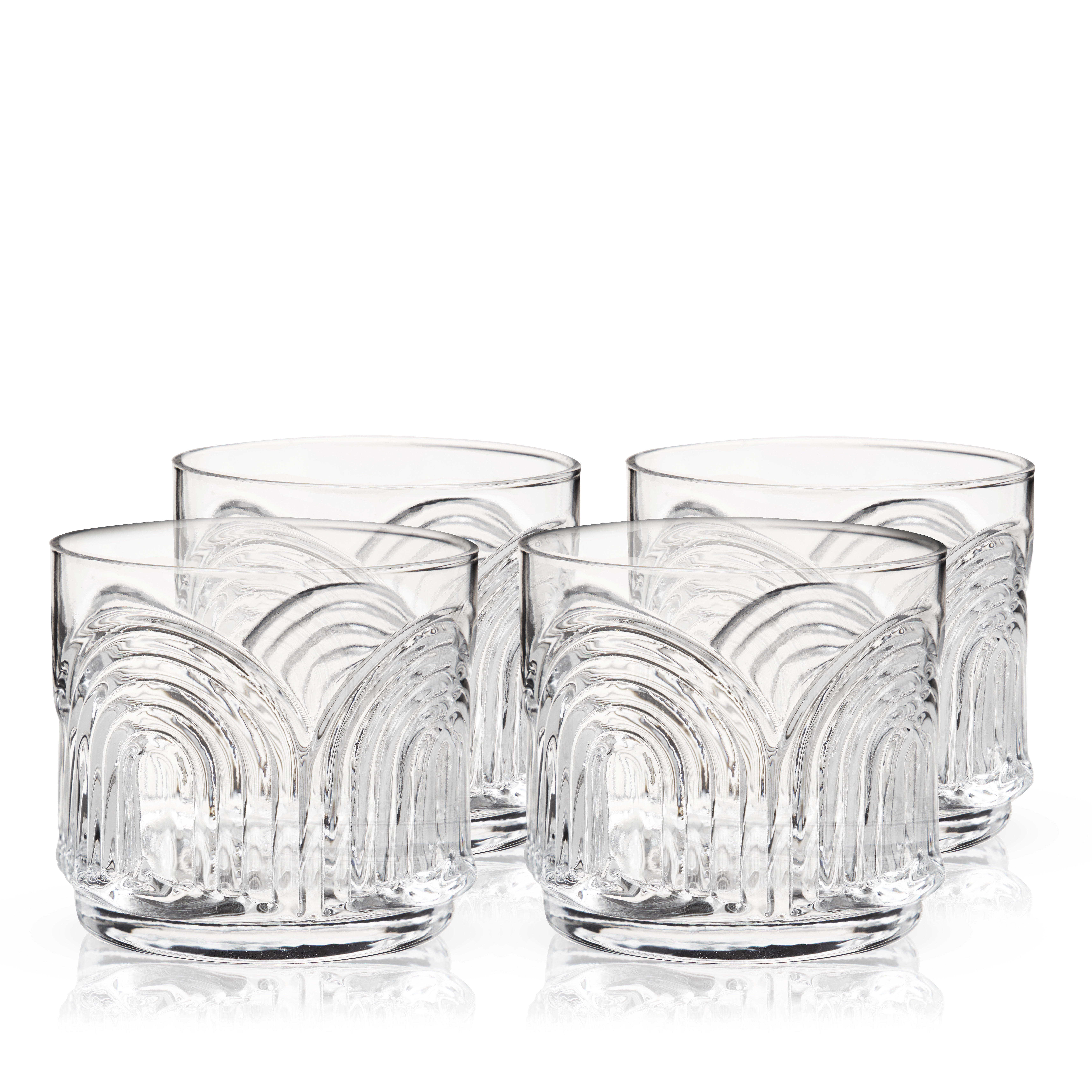 Viski Raye Crystal Negroni Glasses, Lowball Cocktail Glasses