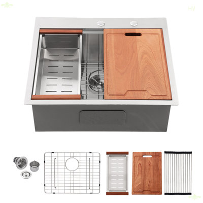 Évier de cuisine à montage sur plan 28 po - Évier de cuisine 28 po x 22 po en acier inoxydable 16 pouces