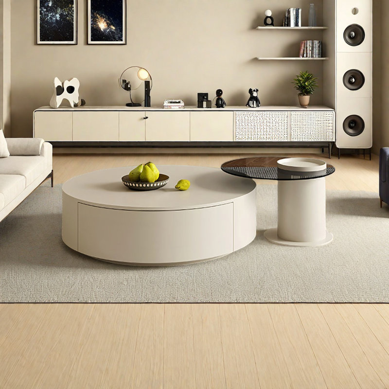 Ensemble de tables basses de style crème, H 11,8 po x L 31,5 po x l 31,5 po