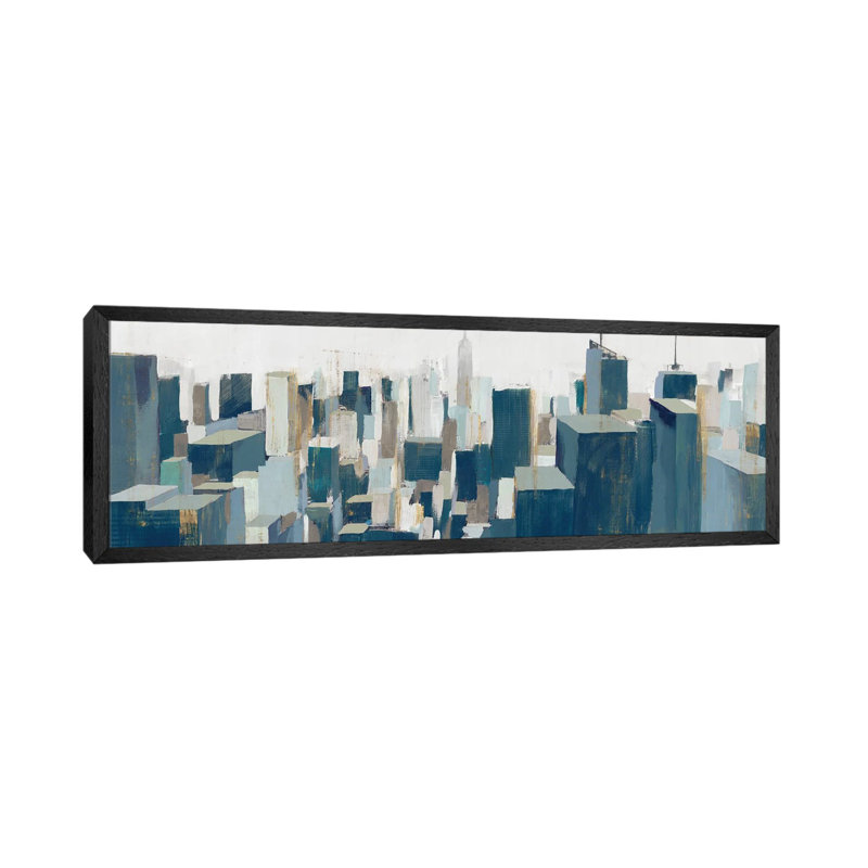 The City by Isabelle Z - Panoramic Painting on Canvas, 152.4 cm H x 50.8 cm W, Black Framed