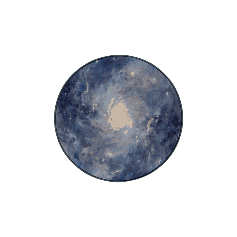 Tapis gris soyeux et moelleux, Rond 7 pi