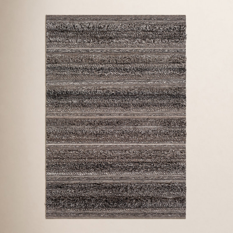 Tapis gris anthracite tissé à plat à la main Nelle, Rectangle 8 pi 10 po x 12 pi