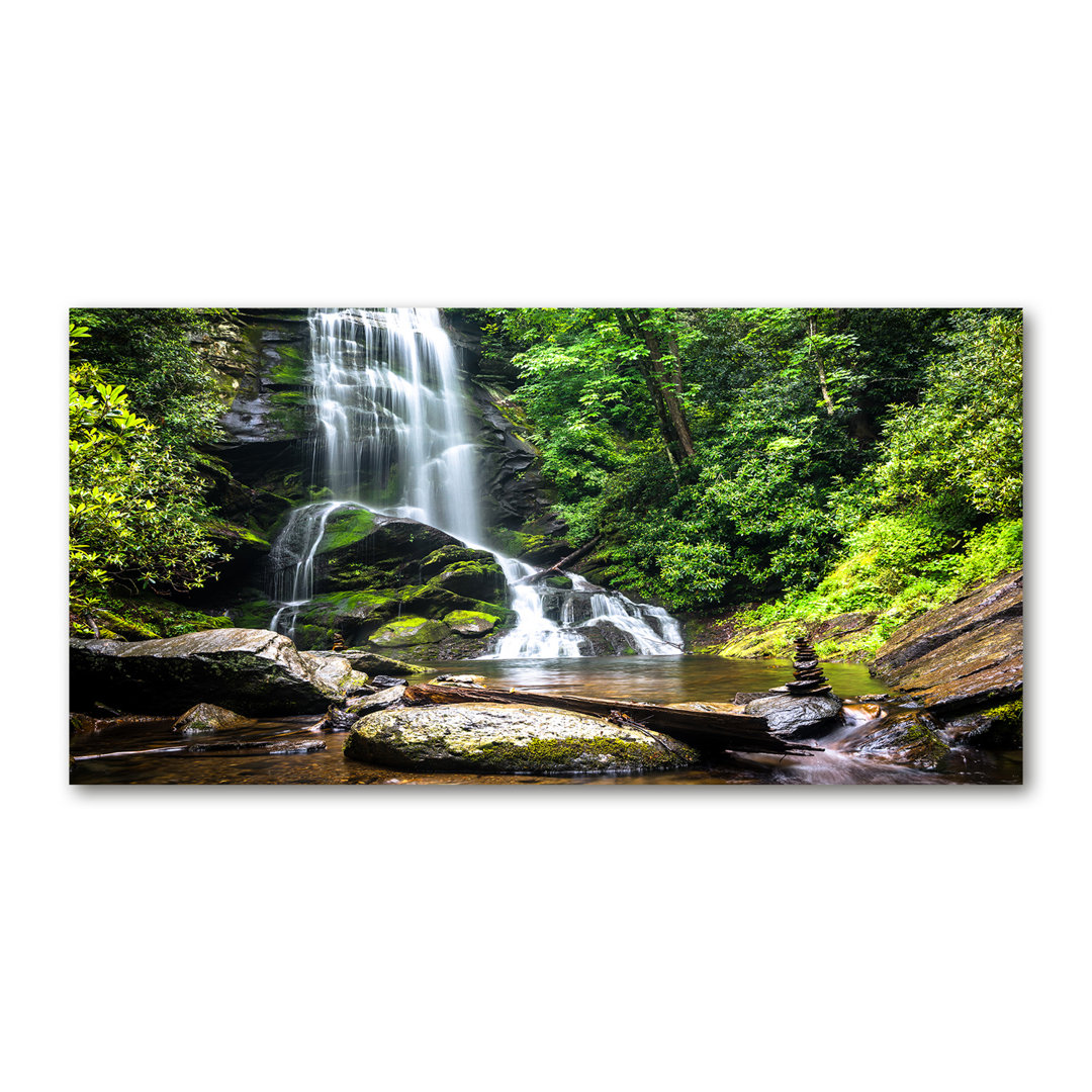 Wasserfall im Wald - Kunstdrucke auf Glas