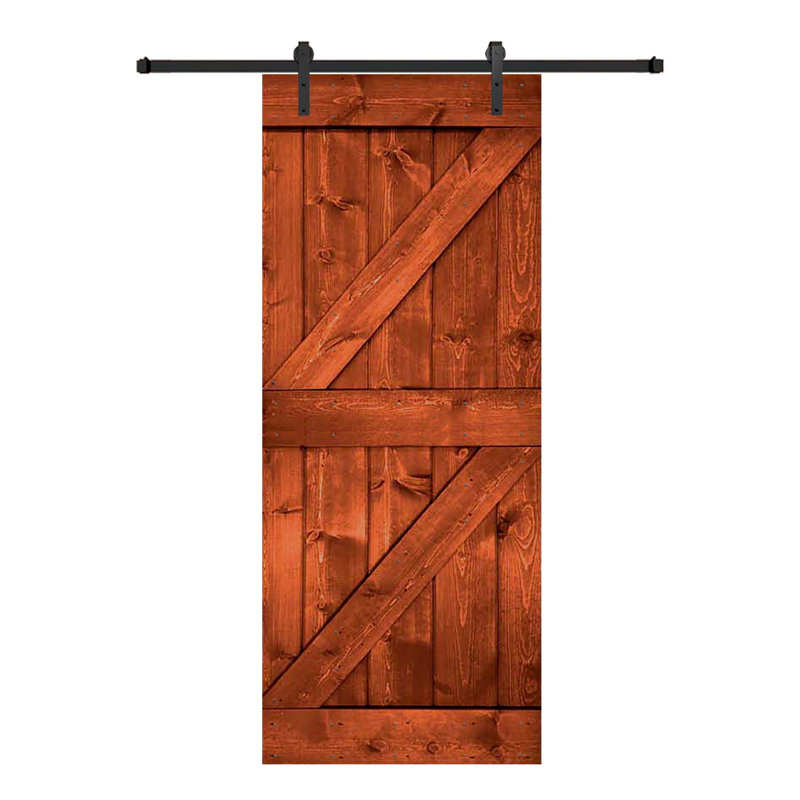 Porte de grange peinte 84 po 84 po, Rouge cerise, 32 po x 84 po