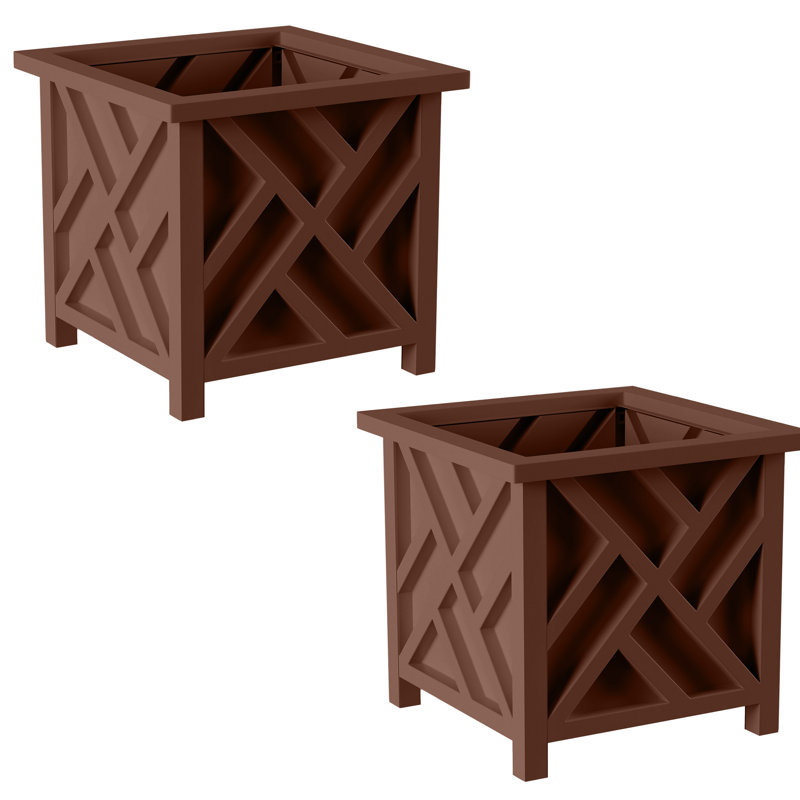  Lattice Planter Box 2-Pack, Brown, Brown