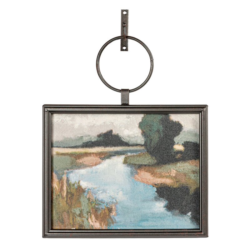 Metal and Wood Framed Multicolor Landscape Canvas Wall Art
