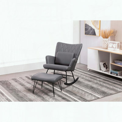 Chaise berçante - Fauteuil oscillant avec coussin lombaire et repose-pieds - Chambre de bébé / salon