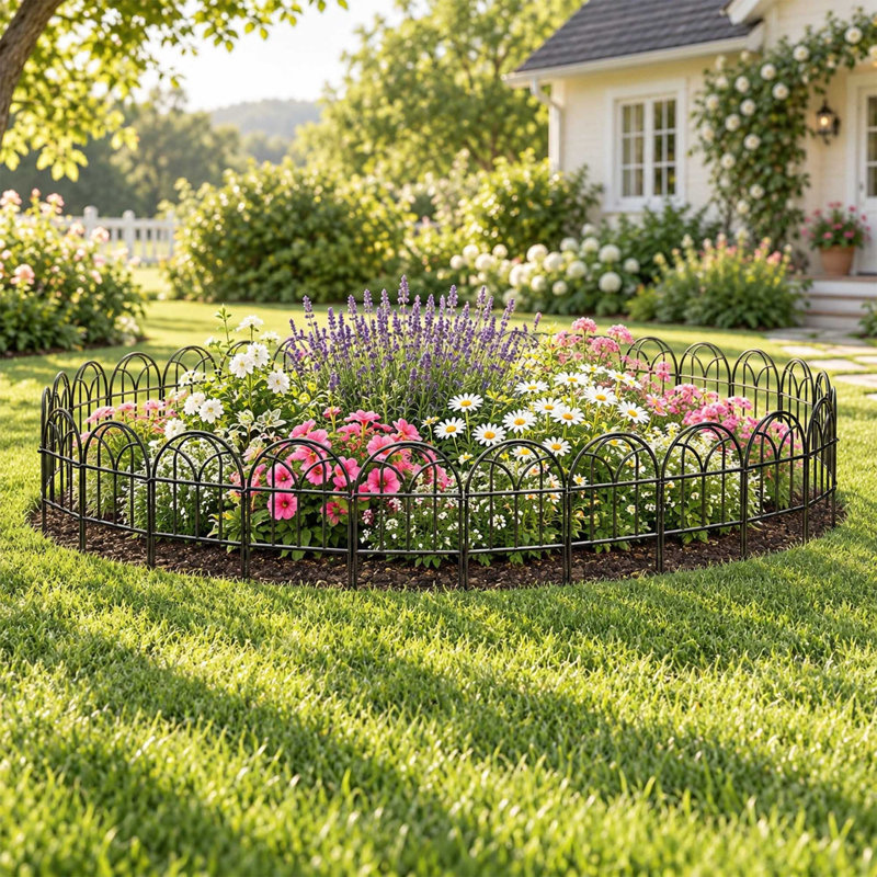 19 Pack Decorative Garden Fence Panels, No-Dig Metal Animal Barrier Border Edging