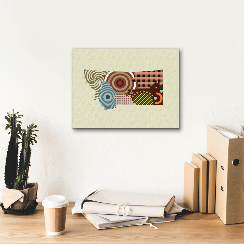 «Montana State Map» par Lanre Adefioyue, H 12 po x l 16 po x P 0,75 po