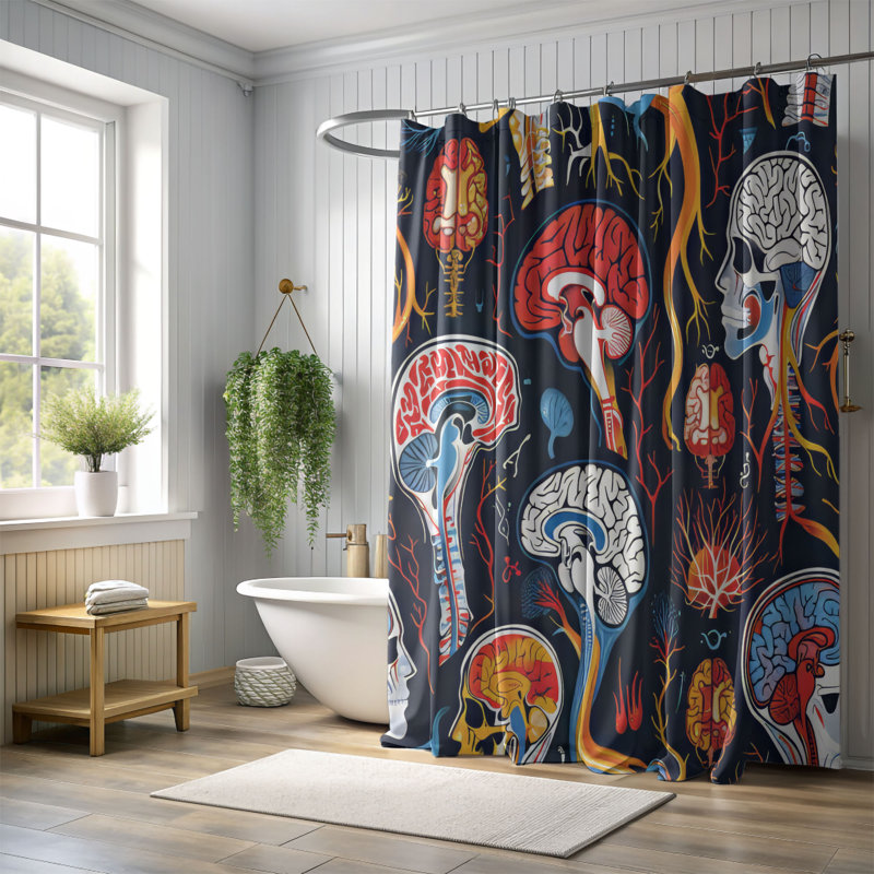 Neural Map - Premium Shower Curtain, H 74 po x l 71 po