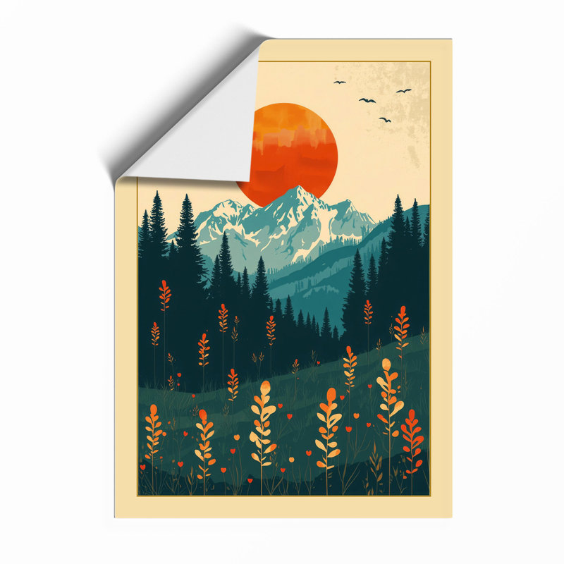 Mountain Under Golden Sun Minimalist - Framed Print, A3 - 42.0 x 29.7 cm, Unframed