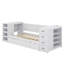 Lit de jour simple avec lit gigogne, tablettes latérales, tiroirs et bureau de chambre polyvalent avec station de charge