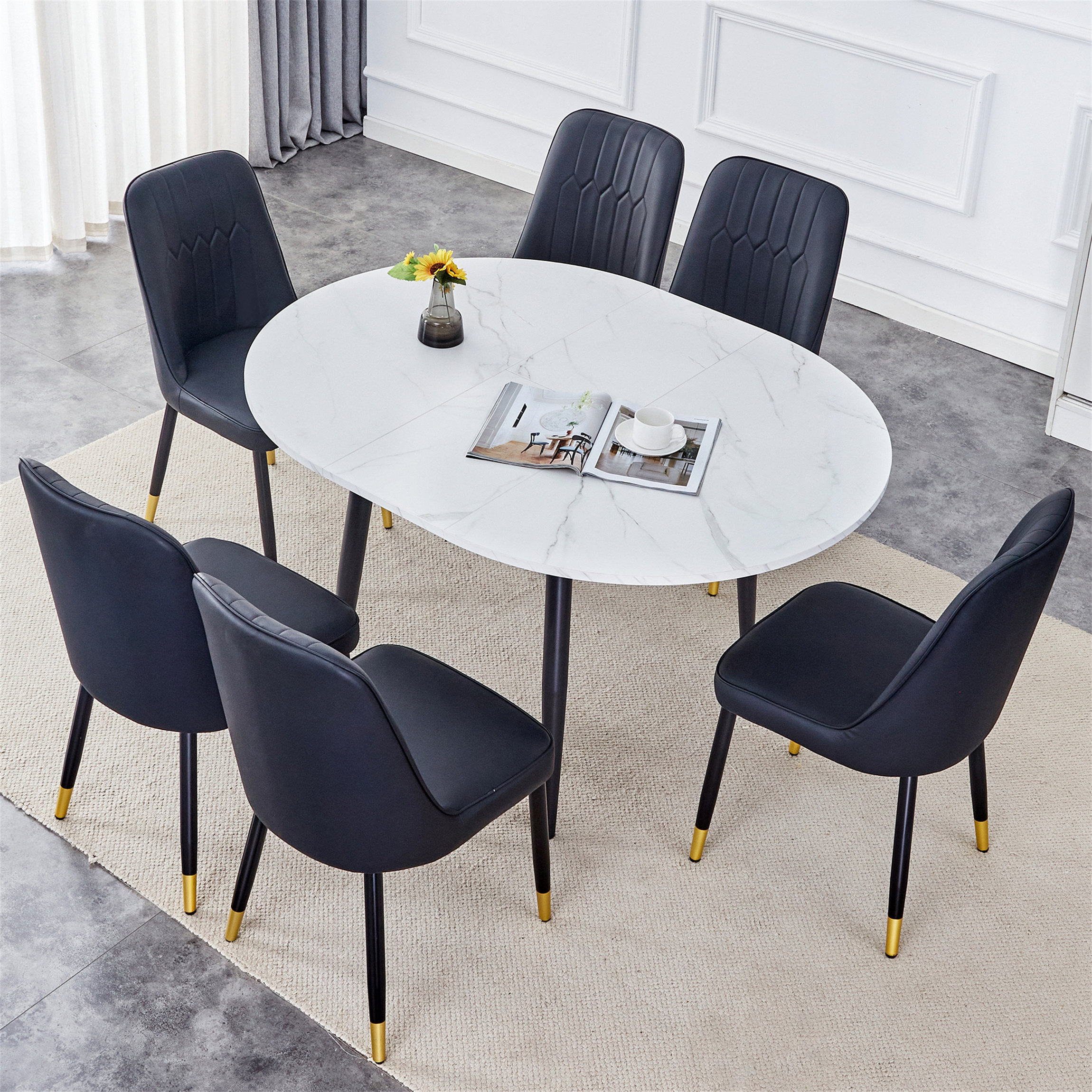 Everly Quinn Table and chair set.Modern Extendable MDF Dining Table ...