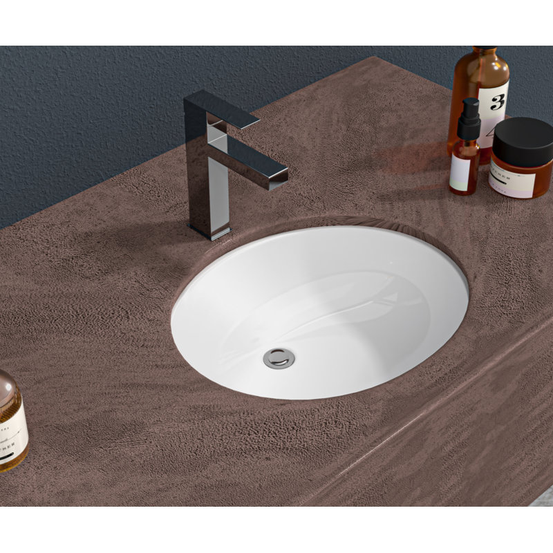 Lavabo de salle de bain ovale en céramique avec trop-plein 16 po Go Peak Track