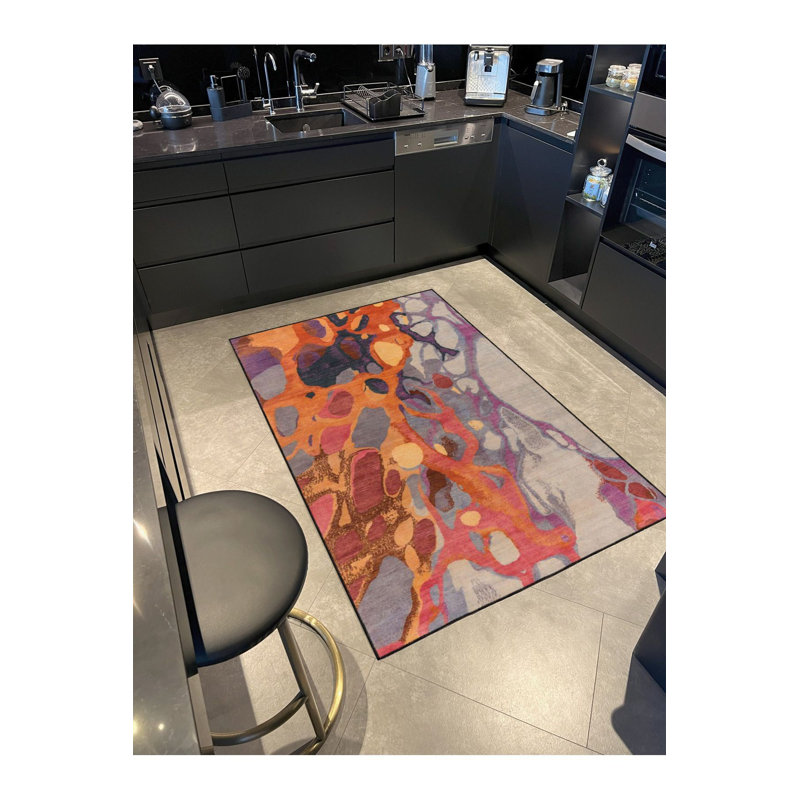 Tapis lavable multicolore Splashed, Sous-tapis rectangulaire de 3 pi 3 po x 6 pi 7 po 