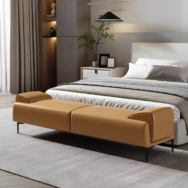 Banc rembourré Sayanna, H 17,71 po x l 70,86 po x P 17,71 po, Jaune