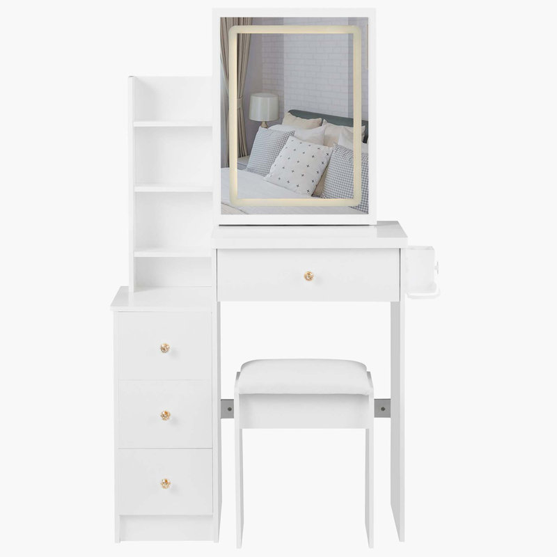 Table de chevet avec armoire de chevet, Duplicata blanc