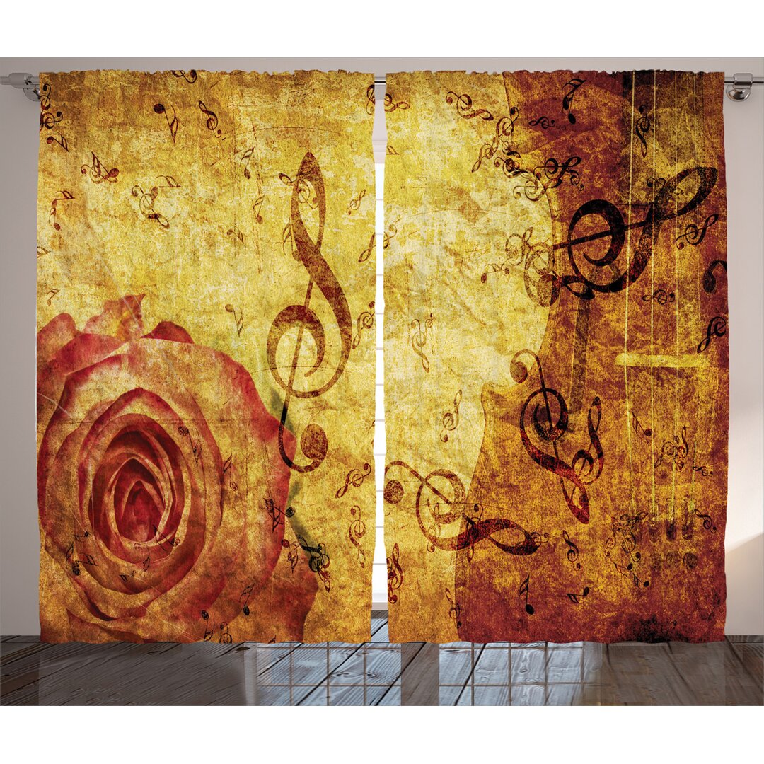 Rustikaler Vorhang, Alte Rose Music Note Shabby, Rose, Creme Rot