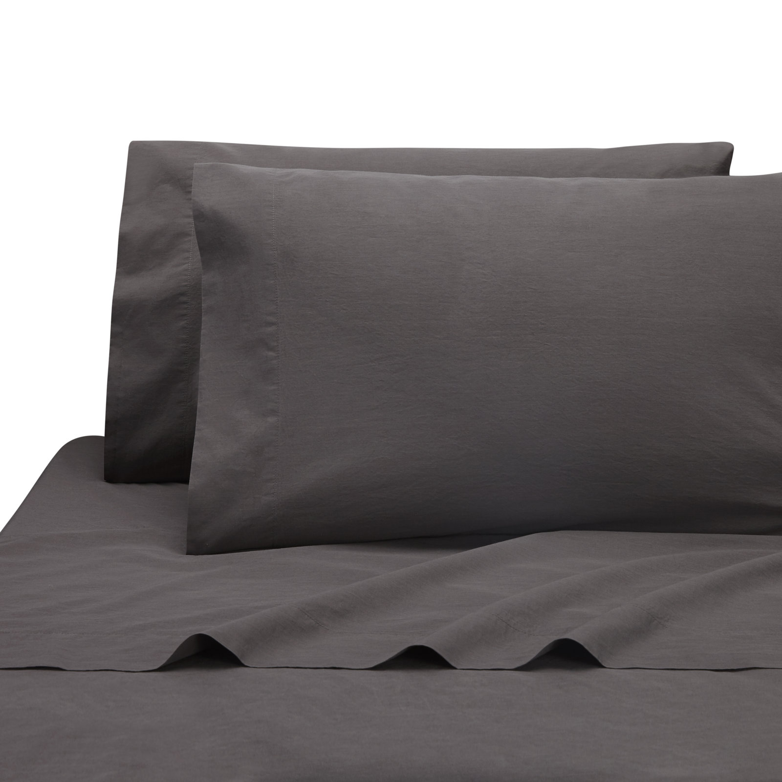Ludlow Tencel Cotton Pillowcase , Coal, Queen Pillowcase