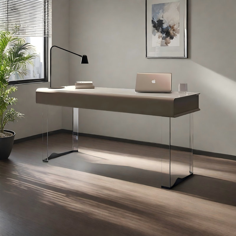 62.99" Rectangular Sintered Stone Writing Desk,2-drawer