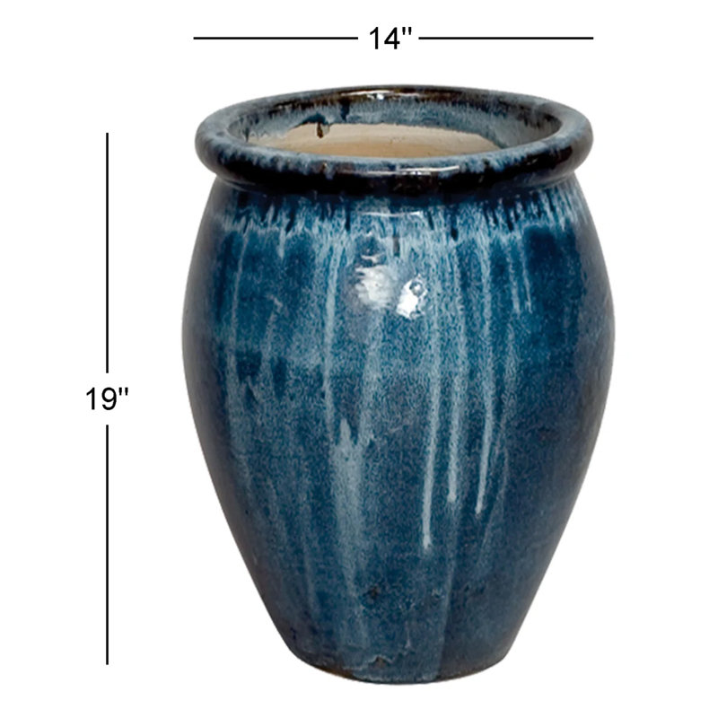 Pot de fleurs en céramique Jalissa, Bleu