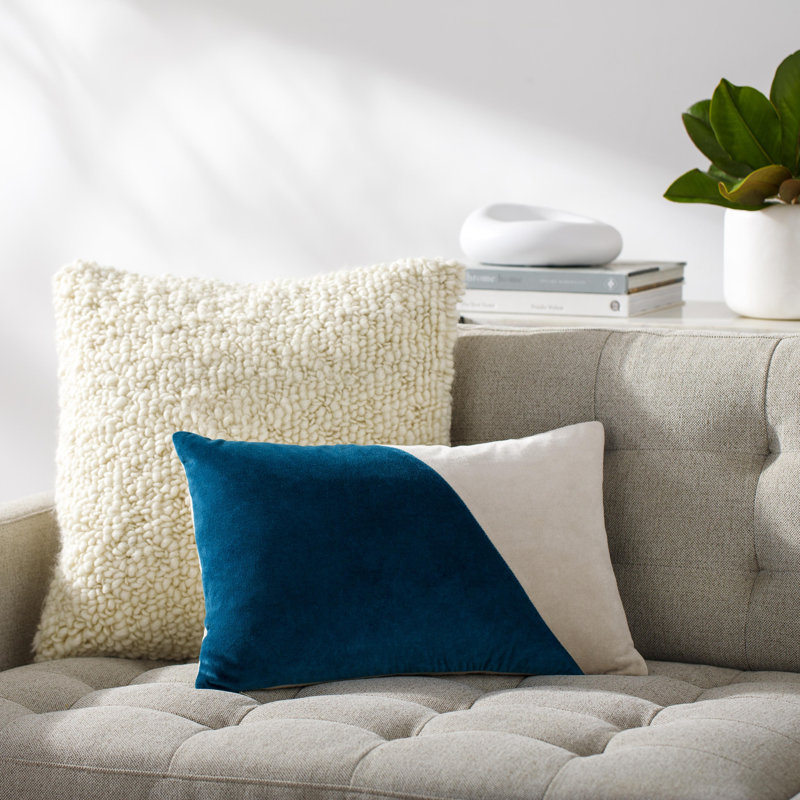 Denny Cotton Pillow, Polyester/Polyfill, Blue
