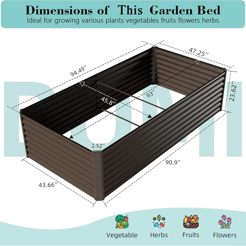 Galvanized Raised Garden Bed, Outdoor Planter Garden Boxes Large Metal Planter Box For Gardening Vegetables Fruits Flowers