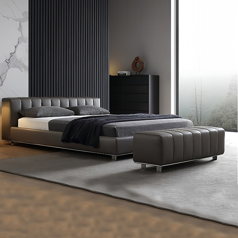 Banc rembourré en similicuir Zatara, H 17,71 po x l 59,05 po x P 17,71 po