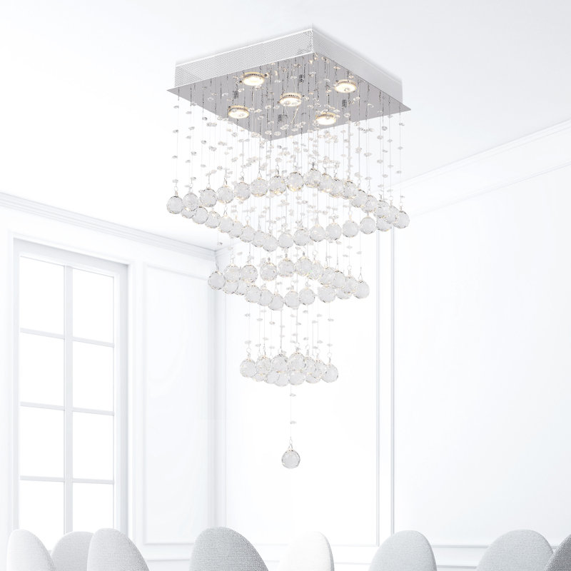 Plafonnier encastré à niveaux de style lustre 16 po 5 lumières Slavin